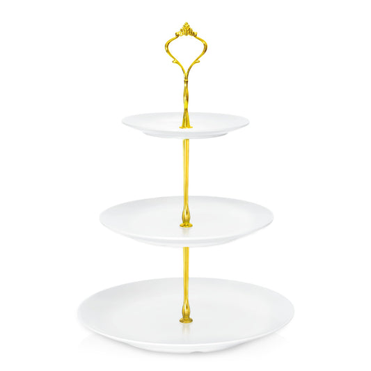 Lucky Will White Tiered Dessert Serving Tray for Kid's Party Supplies Favors 3 Tier Cupcake Cake Stand for Birthday Tea Afternoon Halloween Christmas Candy Bar