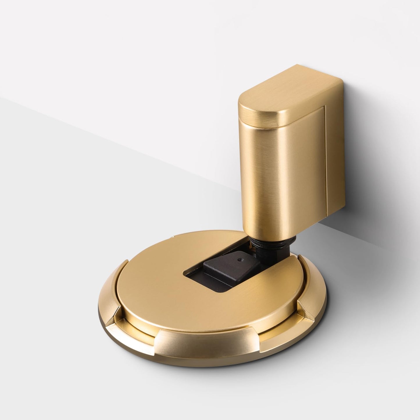 2 Pack Adjustable Bottom Door Stopper Windproof Door Holder No Drilling Mechanical Floor Door Stop with Screw and Adhesive Brushed Gold BG-2