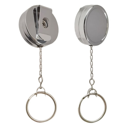 Badge Reels Retractable 2Pack Heavy Duty Badge Reel with Metal Chain, WENSUNNIE Metal ID Nurse Badge Reel Retractable Card Holder Keychain with Clip for Nurse Accessories for Work