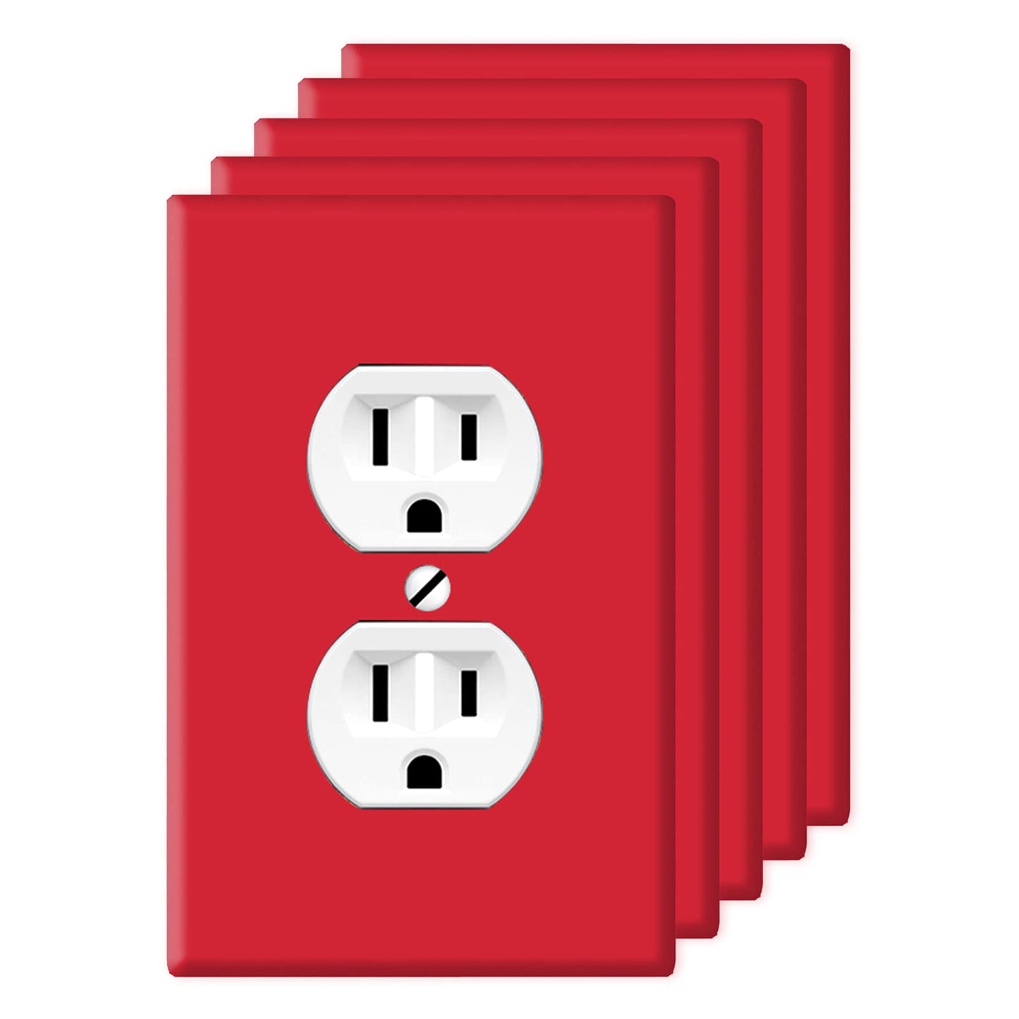 WIRESTER Duplex Outlet Cover Wall Plate/Switch Plate - Solid Favorite Red, 5 Piece Set