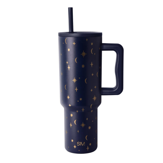 Simple Modern Halloween 40 oz Trek Tumbler with Handle and Straw Lid | Cup Holder Friendly Insulated Stainless Steel Travel Mug | Blue Lunar Night