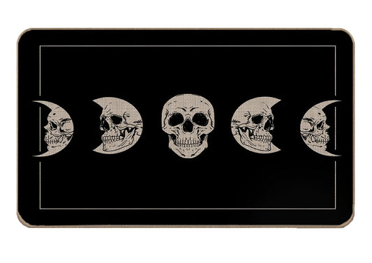 Lacosu Halloween Skull Moon Phase Door Mat - Skeleton Entrance Floor Mat, 17"X30"