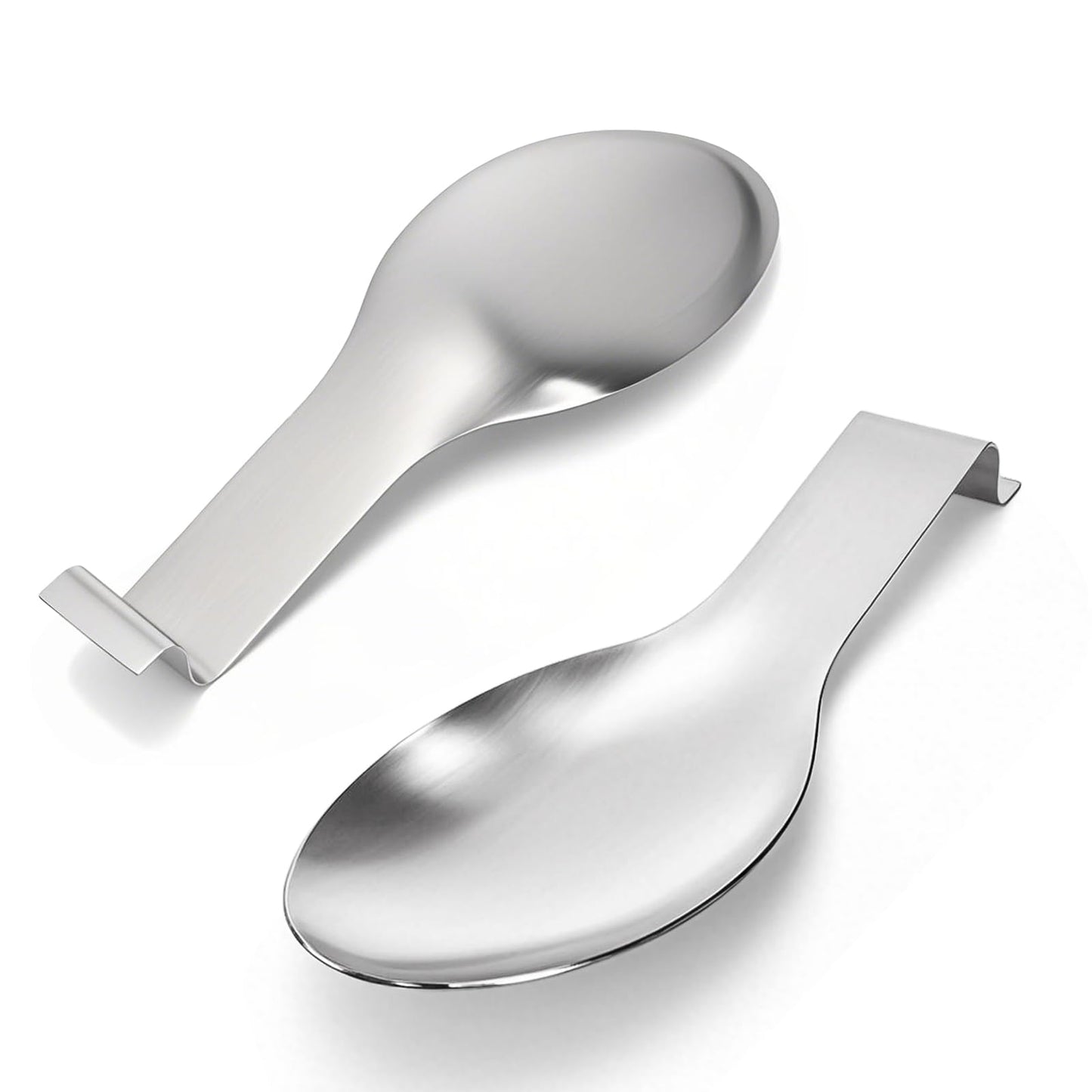 ELFULLY 8 Pack Stainless Steel Spoon Rest, Large Size Ladle Spatula Tong Holder, Heavy Duty Cooking Utensil Rest for Stove Top Kitchen Countertop, Dishwasher Safe Kitchenware, Silver