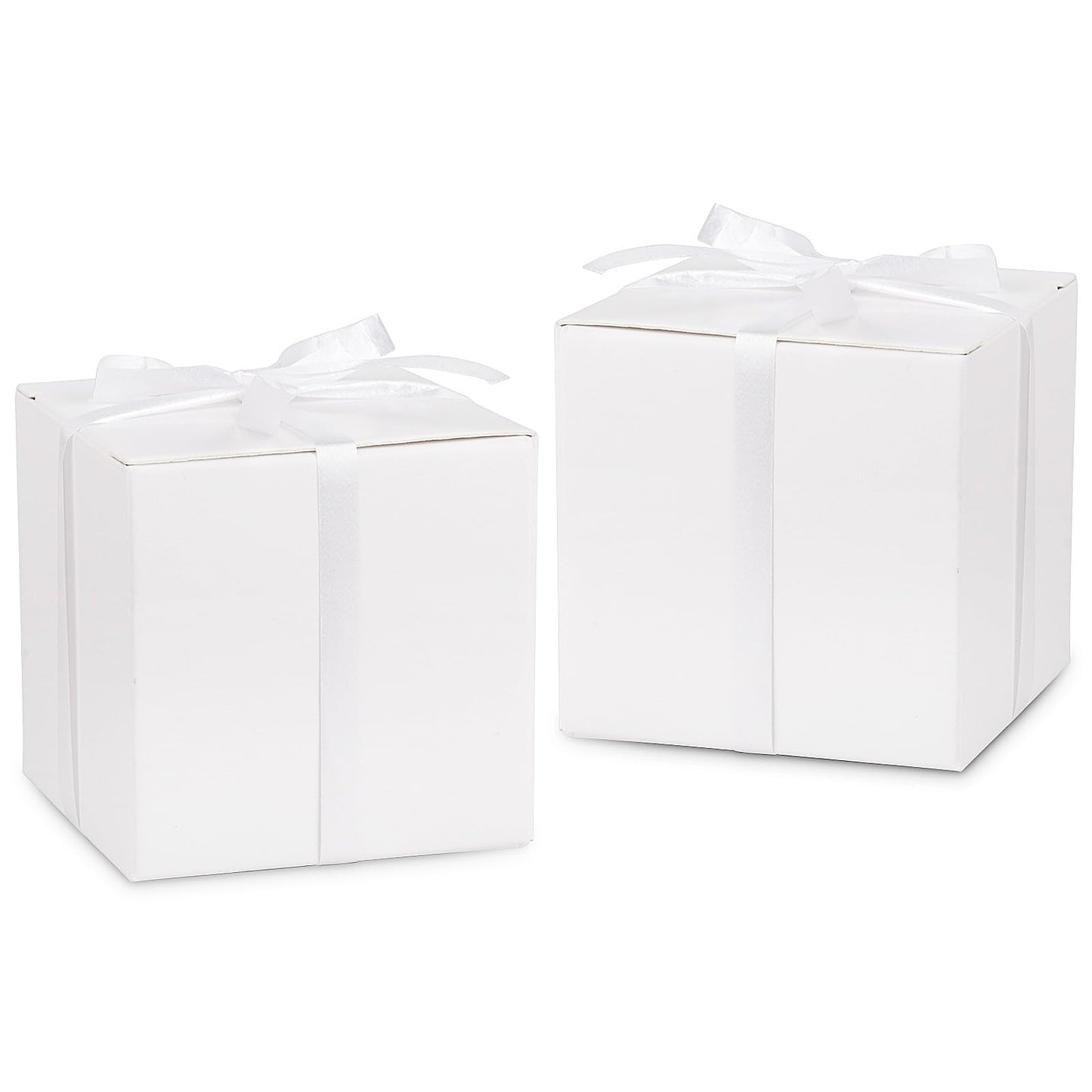 Adecortalk 100 Pcs Mini White Gift Boxes 2x2x2 Inches White Party Favor Boxes Gift Candy Boxes with Ribbons for Birtyhday Wedding Baby Shower Graduation Bridal Shower Halloween Christmas Valentine Gifts