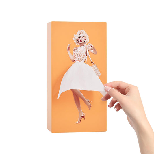 Sirmme Funny Skirt Tissue Box Cover Vintage Classy Cute Lady Skirt Tissue Box Holder Rectangular Creative Unique Decorative Tissue Box Cover for House Bathroom Living Room Bedroom & Office Orange