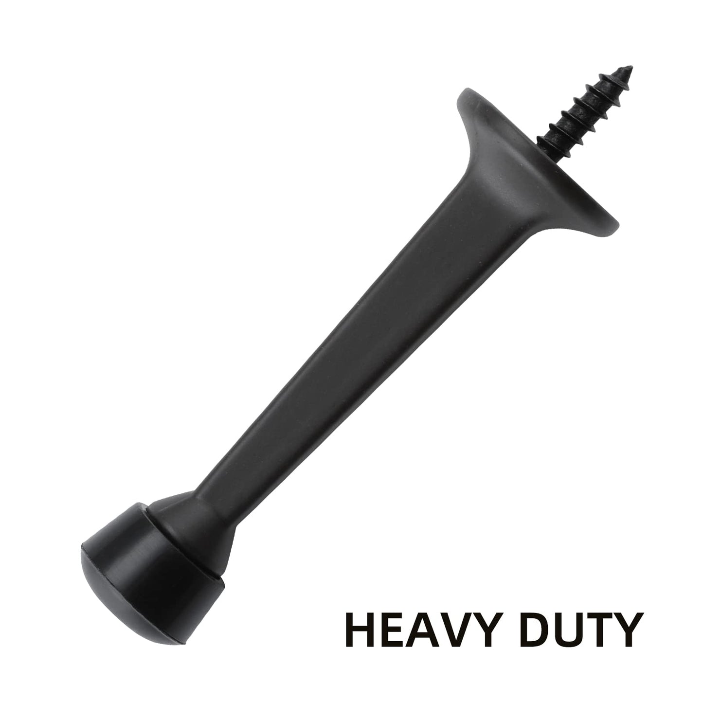 HOME MASTER HARDWARE Heavy Duty Door Stops - 3 Inch Solid Rigid Stopper w/Plastic Tips for Extra Wall & Door Protection, Matte Black, 8 Pack