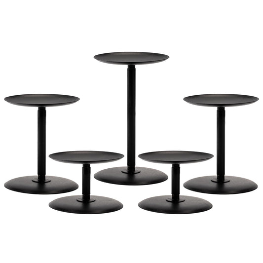 Homemory Christmas Metal Fall Candle Holders Stands for Pillar Candles Set of 5, Candleholder Sets for Table Centerpiece Fireplace (5, Black)
