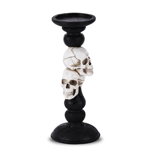 OYATON Pillar Candle Holder for Halloween Decoration Indoor, Skull Candlestick Holder for 3 Inches Pillar Candle