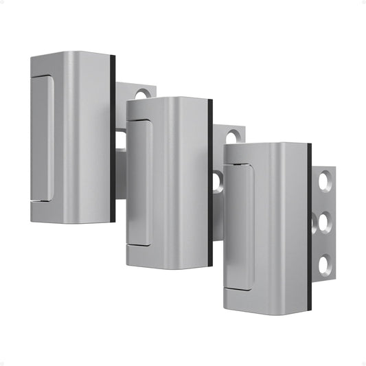 Steinwhale 3 Pack Home Security Door Reinforcement Lock, Childproof Safety Door Lock Latch Stopper, Removable Screw-Mounted, Prevent Home Unauthorized Entry, Aluminum Construction, Withstands 800 lbs