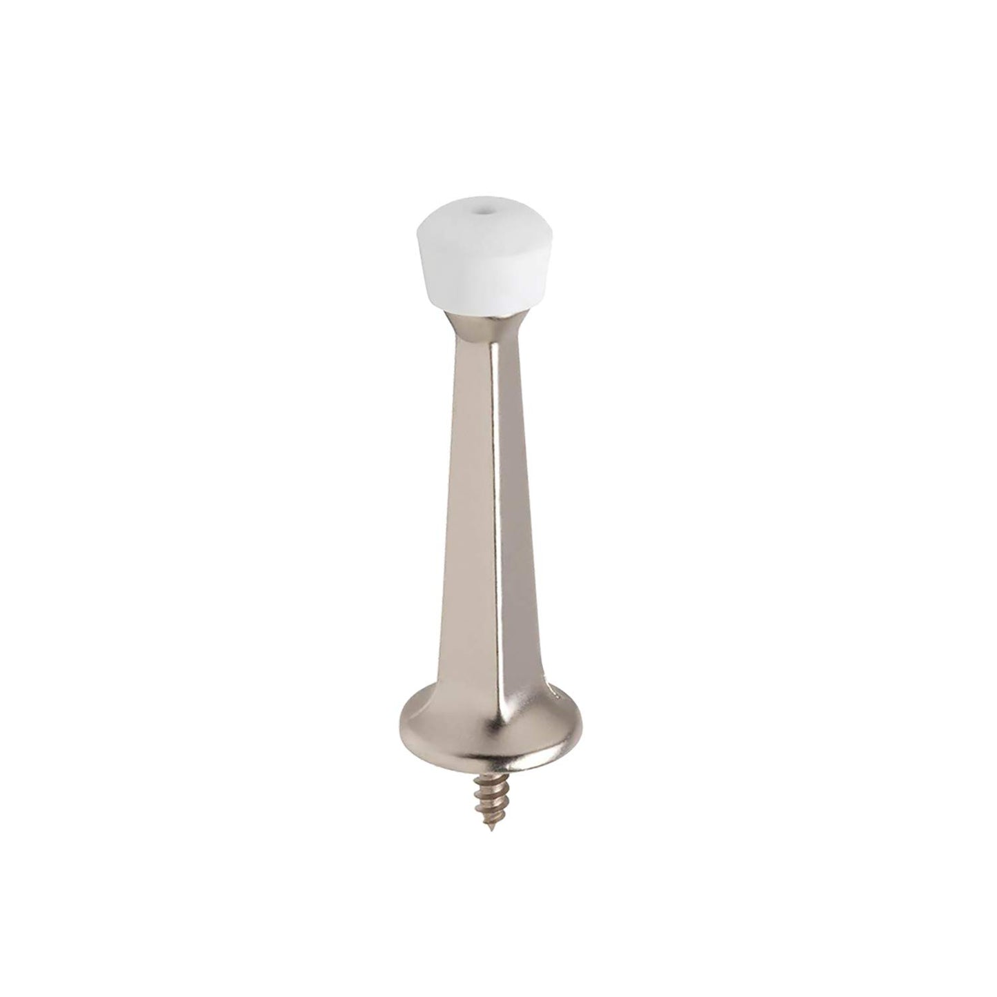 Premium Heavy Duty Door Stoppers for Bottom of Door, Solid Metal Baseboard Mounted Door Stop, Screw-in Baseboard Door Stops for Wall Protection 3" (Satin Nickel, 8 Pack)