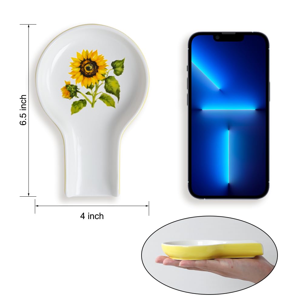 Spoon Rest for Stove Top - Sunflower Christmas Spoon Rest for Kitchen Counter Sunflower Embossment Gift Box Ready Kitchen Decor Farmhouse