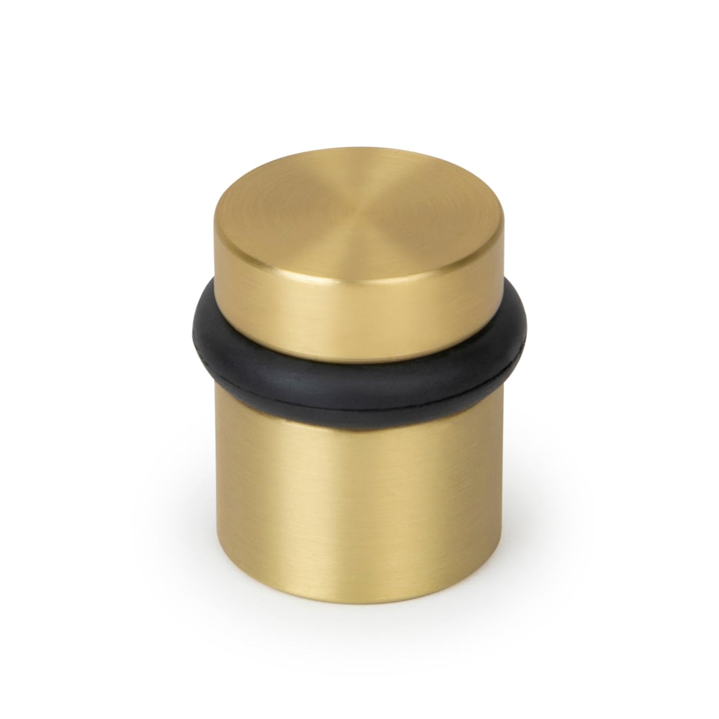 Floor Door Stopper Heavy Duty Solid Brass - Mega Handles Wall Protector from Door Knobs with Rubber Bumper, Mounting Hardware Included, for Hardwood Carpet Tile - Satin Brass - 1.5 Inch