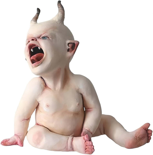 HWHXCZYH Scary Resin Ghost Baby Doll - 4.7" Halloween Haunted House Decor, Horror Party Prop (H)