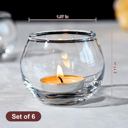 FrutPunch Candle Holder, Glass Candle Holder, Transparent Votive Candle Holders, Can be Used for Engagement, Wedding, Party, Gift Giving and Other Occasions Set of 6