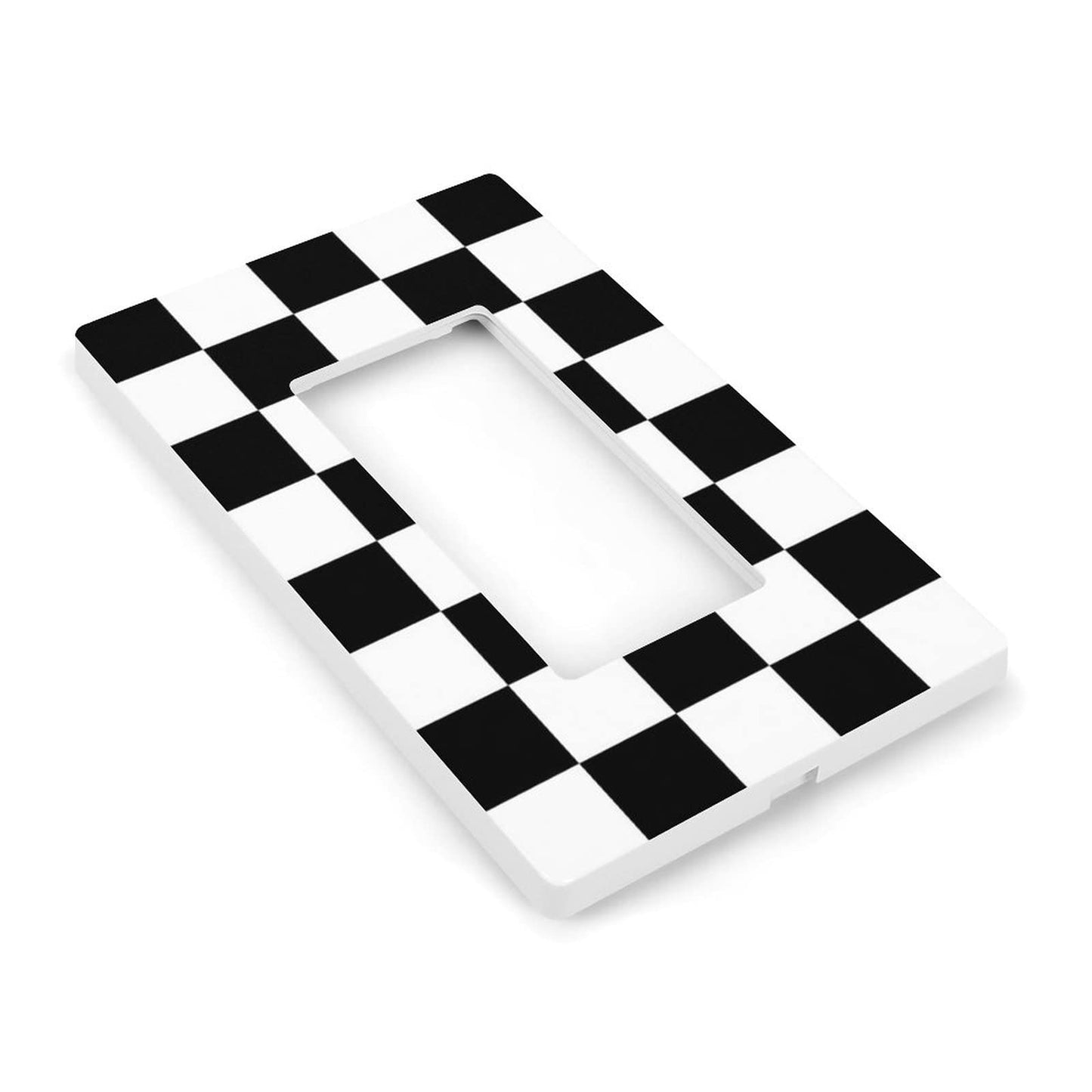 SEPTYK Black White Race Checkered Flag Pattern Light Switch Wall Plate Faceplate Cover Single Rocker 1 Gang Decorator Outlet Receptacle Covers for Home Kitchen Room Bathroom Decor