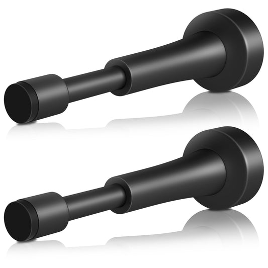 2PCS Matte Black Door Stoppers for Wall - 4.33 Inch Spring Door Stop for Bottom of Door, Aluminum Doorstopper with Silicone Tip, Screw & Adhesive Installation