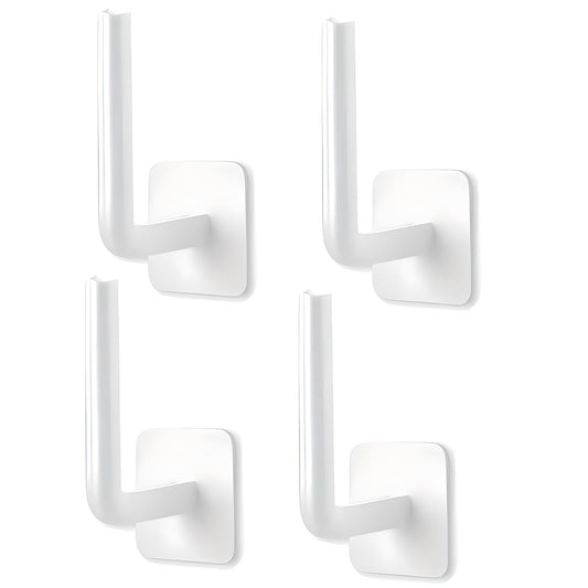 4 Pcs Curtain Holders, Self-Adhesive Hooks, L-Shaped Curtain Holdbacks, No Drill Curtain Pull Backs for Kitchen Living Room Office