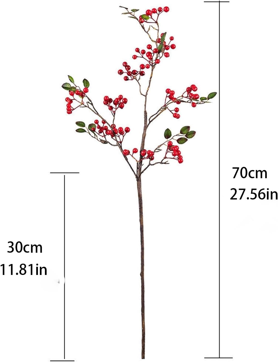 gsjzyBrose 2-Pack 27.5 Inch Red Berry Stems,Artificial Red Branches, Bendable Faux Branches with Berry Stems for Home Decor, Weddings, Parties(Orange-red)