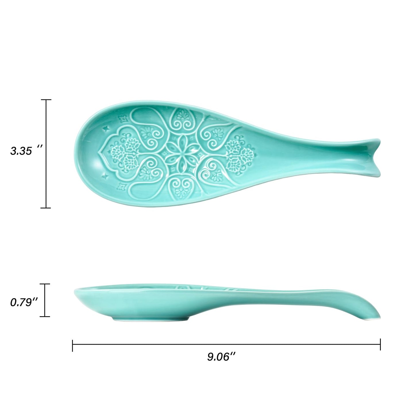 Ceramic Spoon Rest for Stove Top, Spoon Holder, Spoon Rest for Kitchen Counter, Utensil Rest for Spatula & Tong, Kitchen Decor and Accessories （Turquoise）