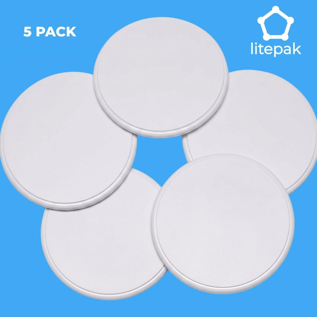 5 Pack - Door Stoppers for Wall - 5 Inch Door Knob Wall Protector, Self Adhesive Peel and Stick Door Bumper, Wall Protectors from Door Knobs, Anti Slam, White