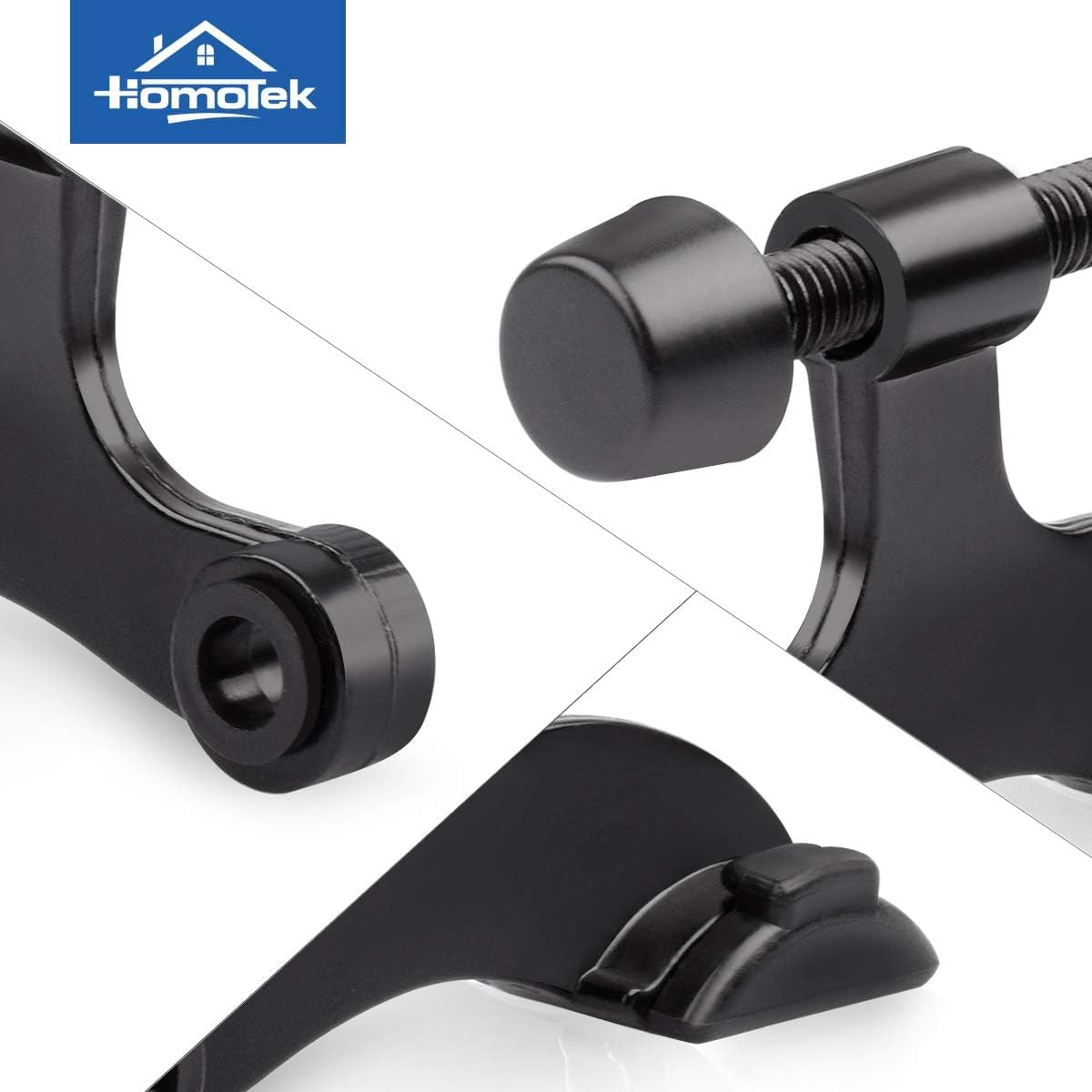 HOMOTEK 20 Pack Hinge Pin Door Stopper, Hinge Stops for Top of Door, Adjustable Deluxe Heavy Duty Door Stop 2-1/2x1-3/4 inch, with Black Rubber Bumper Tips, Black