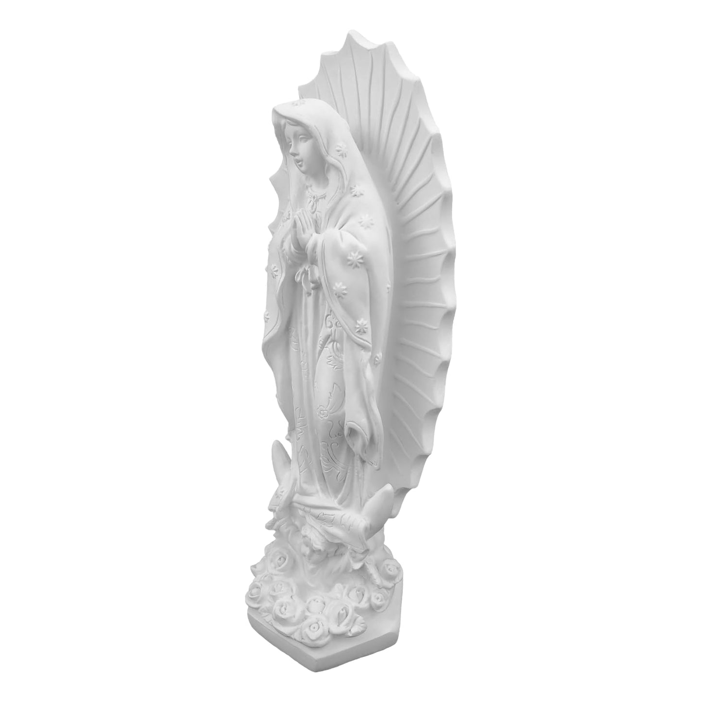 PSYHILAR Our Lady of Guadalupe Statue, White Virgen de Guadalupe Statues, Small Mexico Virgin Mary Figurine, Virgencita Maria Estatua Resin Catholic Religious Decor 7 Inch