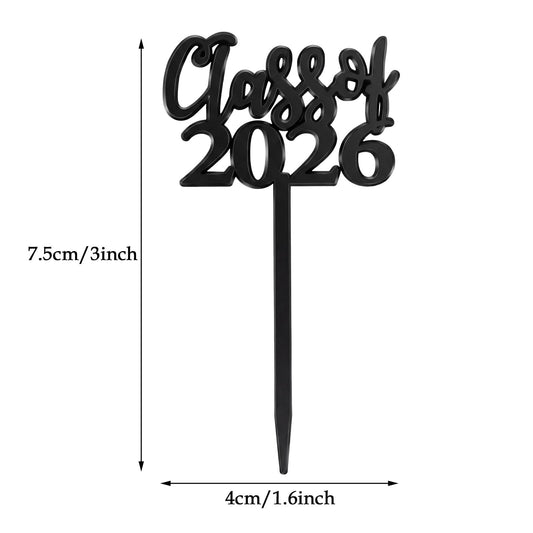 Boao 100 Pieces Class of 2026 Cupcake Toppers Plastic Graduation Cake Picks Graduation Decorations Grad Party Supplies(Black)