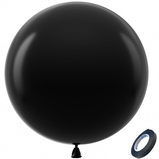 Bezente Black Giant Balloons 36 Inch - 8 Pack Jumbo Large Round Latex Balloon for Photo Shoot Birthday Graduation Bridal Shower Gender Reveal Halloween Party Decorations