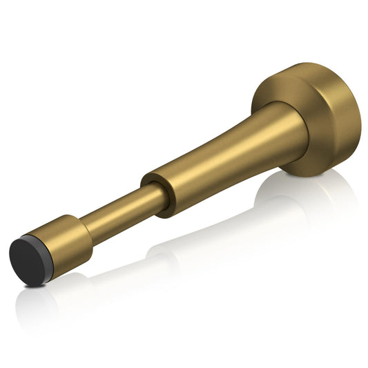 Spring Door Stoppers for Wall - 4.33 Inch Door Stop for Bottom of Door, Aluminum Doorstopper with Silicone Tip, Screw & Adhesive Installation, Bronze