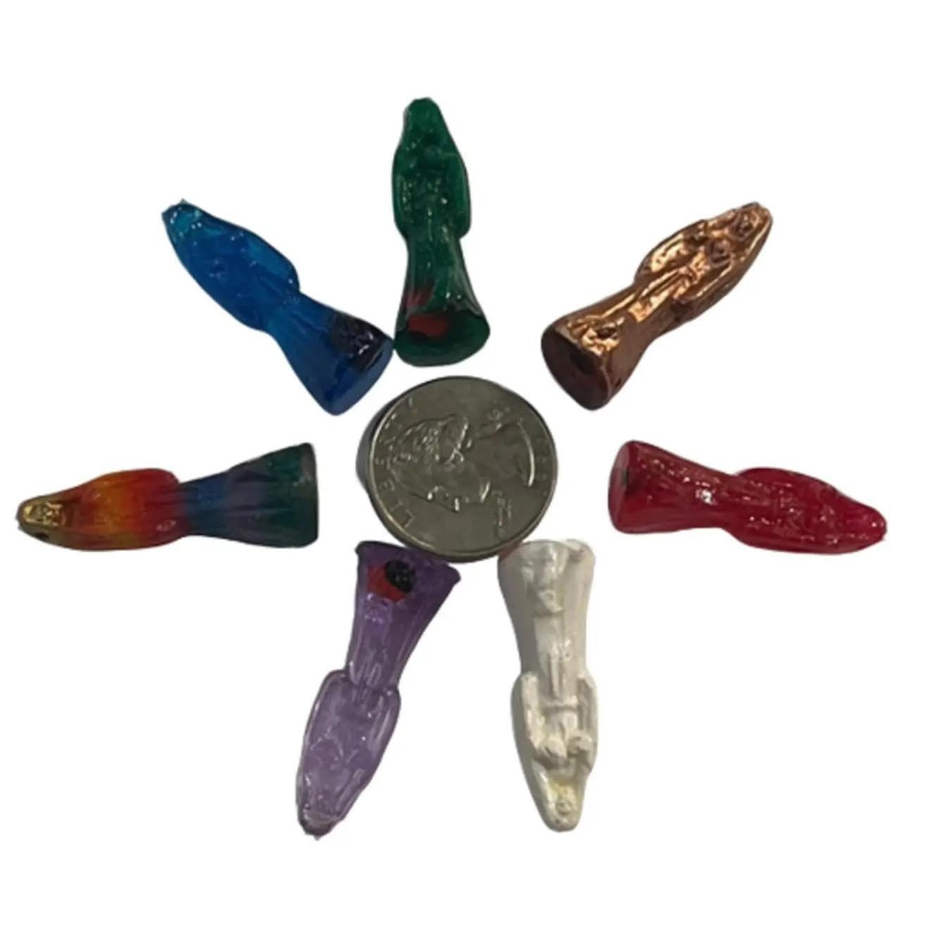 CHAVARIOS 7 Pieces Santa Muerte mini Statues Pocket Size 7 Pieces Color Set