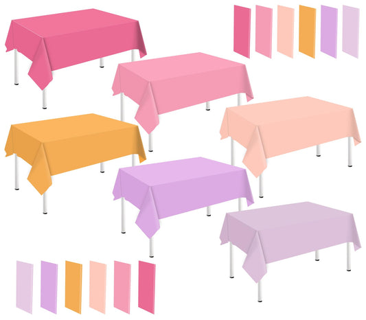 Whaline 24 Pcs Halloween Plastic Tablecloth Pink Orange Purple Pastel Rectangle Table Cloth 6-Color Waterproof Table Cover for Halloween Party Decoration Supplies, 54 x 108 Inch