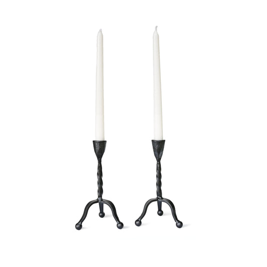 Remenna Black Taper Candle Holder Set of 2,Vintage Candle Sticks Holder Decor,Wrought Iron Candle Holder for Table Centerpiece,Halloween,Wedding,Christmas