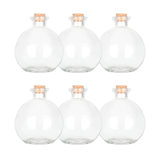 Magic Season Decorative Glass Bottles with Cork Stoppers - 260 ml Potion Bottles (6 Pcs)