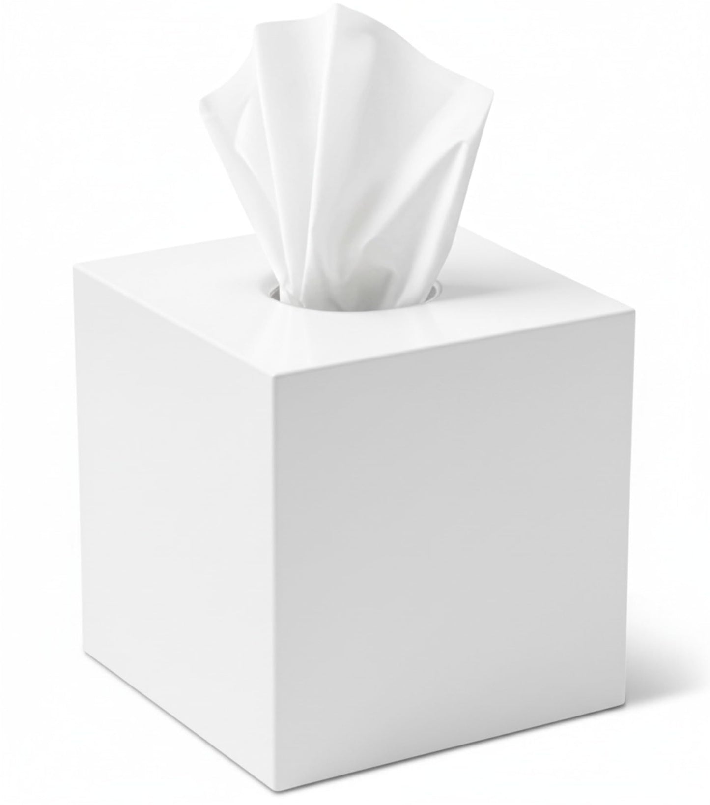 My Space Organizer - Premium Acrylic Tissue Cover | Fits Standard Square Tissue Box | White Cube Holder for Bathroom | 5.3" x 5.3" x 5.5"