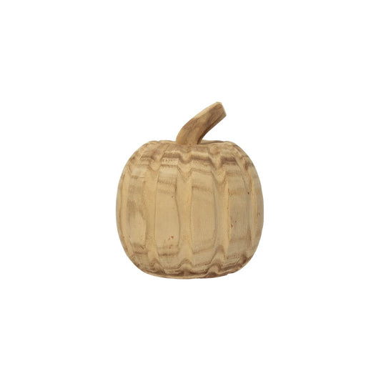 Creative Co-Op Hand-Carved Paulownia Wood Pumpkin