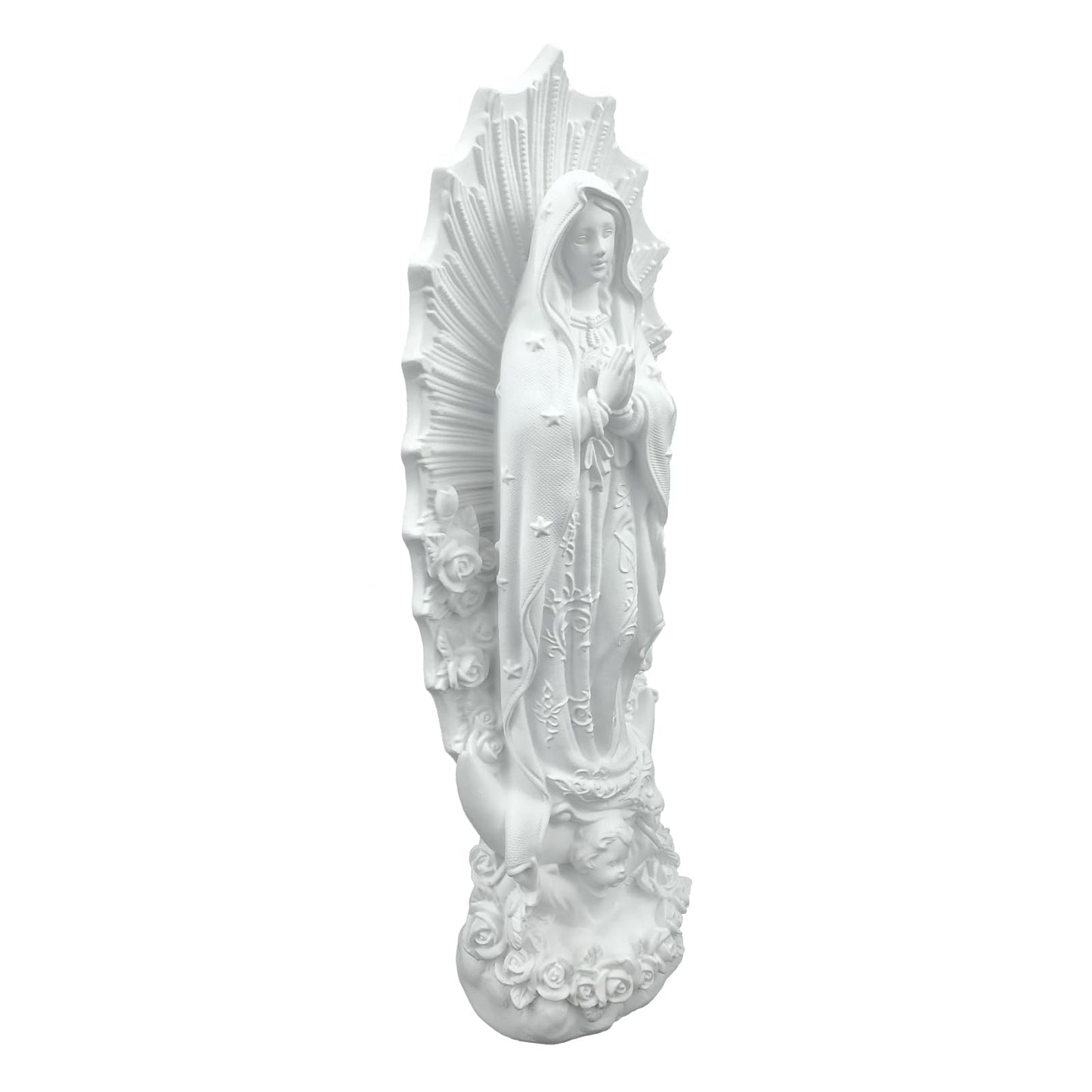 PSYHILAR Our Lady of Guadalupe Statue, White Virgen de Guadalupe Statues, Small Catholic Mexico Virgin Mary Figurine, Resin Virgencita Maria Estatua Religious Decor 8 Inch
