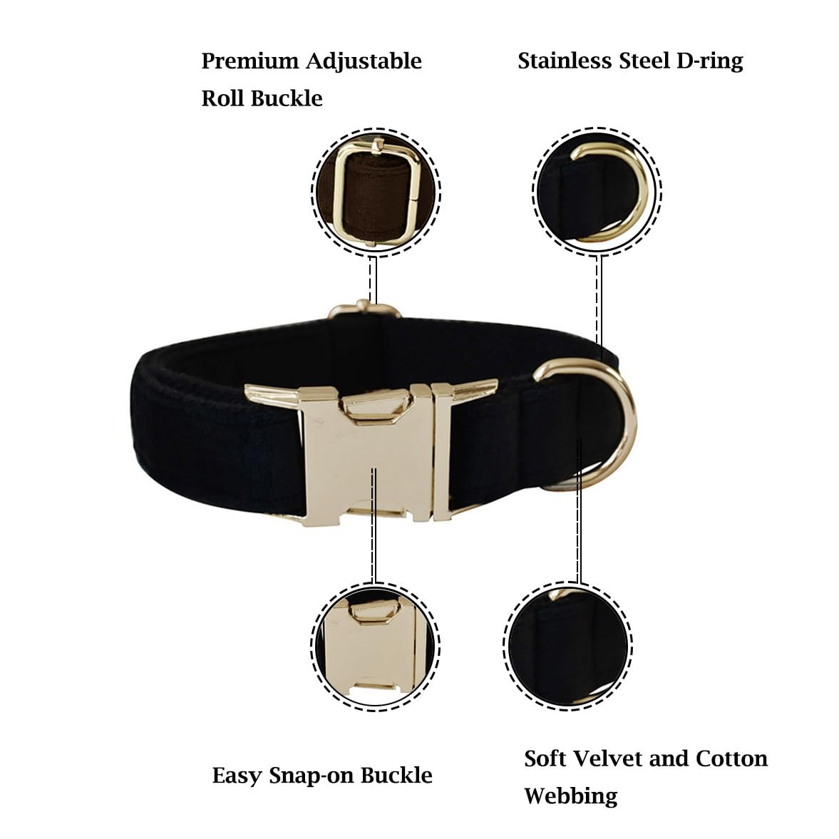 TANXIC Velvet Dog Collar with Bow Tie Bowtie Dog Collar with Metal Buckle