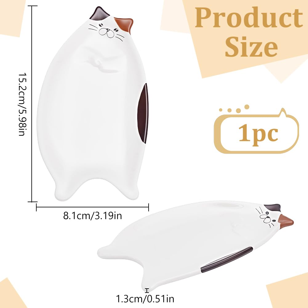 ACRNIGHEET Cat Spoon Rest, Ceramic Cute Spoon Rest for Stove Top, Suitable for Kitchen and Coffee Bar, Versatile Usage as Spoons Holder and Appetizer Plate