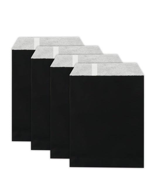 KEYYOOMY 5x7 Inch Paper Treat Bags Black Candy Bags 100 Pack Candy Buffet Bag Small Paper Cookie Bag for Halloween Christmas Party (100 CT, 5x7 Inch)