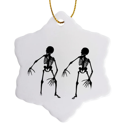 3dRose Two Skeletons 3 inch Snowflake Porcelain Ornament