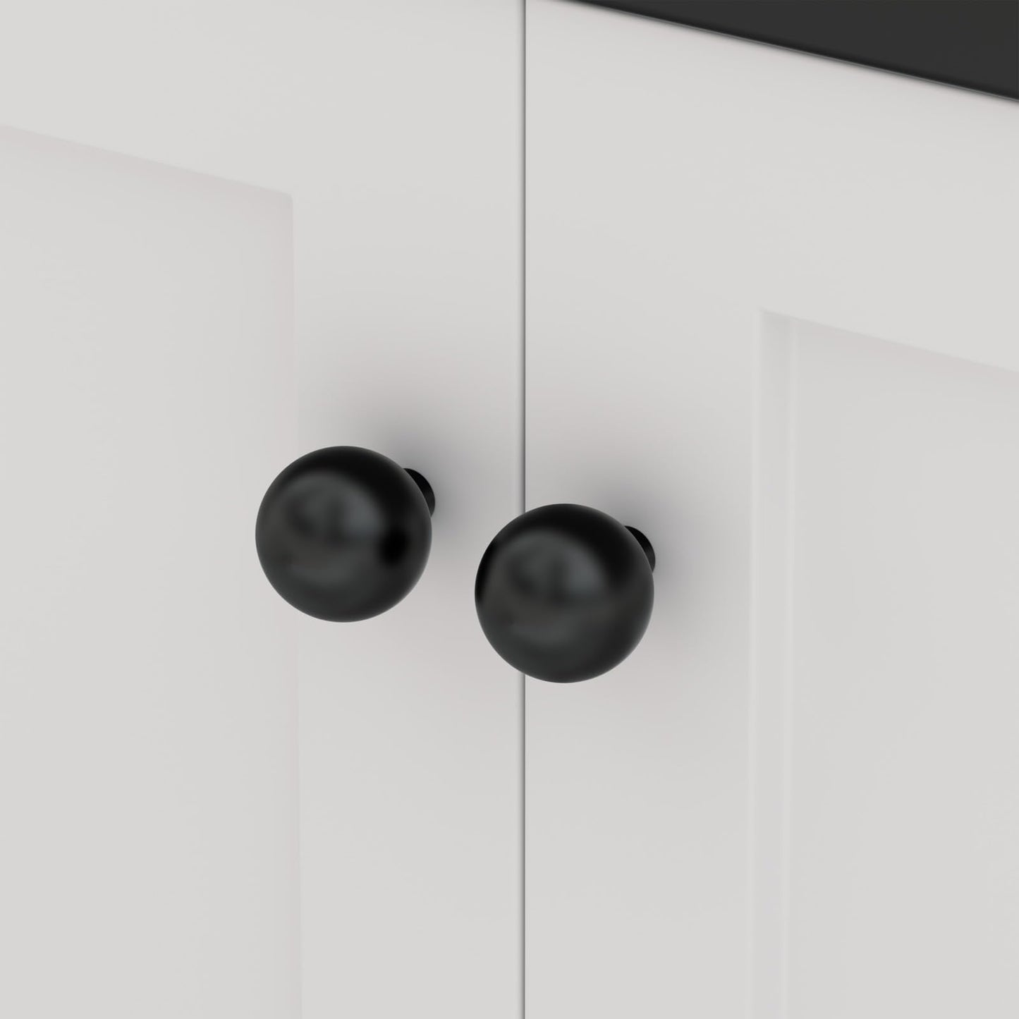 Goldenwarm 10 Pack Matte Black Cabinet Knobs Kitchen Dresser Drawer Knobs Round Ball Hardware for Cabinets Single Hole