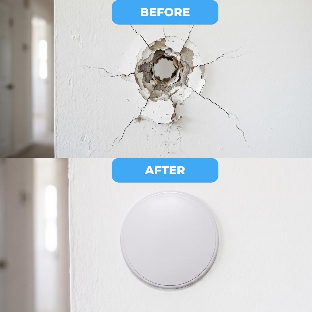5 Pack - Door Stoppers for Wall - 5 Inch Door Knob Wall Protector, Self Adhesive Peel and Stick Door Bumper, Wall Protectors from Door Knobs, Anti Slam, White