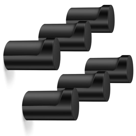 BSDONTE Wood Wall Hooks (6 Pack), Decorative Black Coat Hooks - Heavy Duty, Wall Mounted Hangers for Coats, Backpack, Towel, Cap (Black)