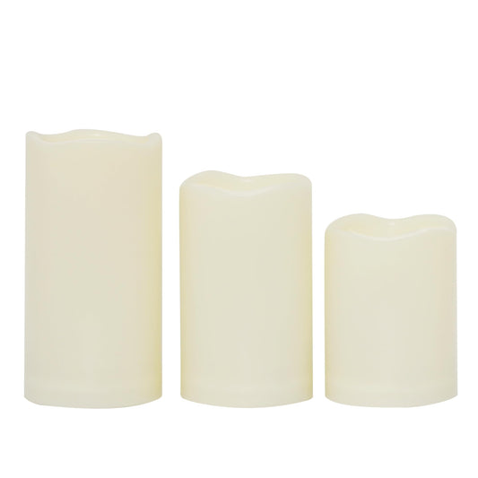CANDLE CHOICE Waterproof Outdoor Battery Operated Flameless Candles Flickering Plastic Resin Electric LED Pillar Lights for Lantern Patio Garden Wedding Halloween Christmas Decorations 3x4”5”6” 3 Pack