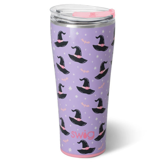 Swig Life 32oz Insulated Tumbler, Halloween Travel Coffee Tumbler with Lid, Cup Holder Friendly Travel Coffee Mug, Stainless Steel, 32 oz, Reusable Insulated Mug with Lid (Spellbound)