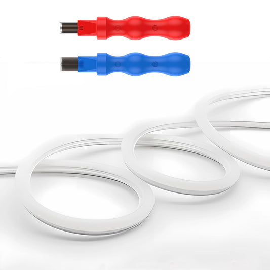 JARBIH Separated Neon Flexible LED Light Strip Cover, 16.4ft 6mm Wear Free DIY Bendable Silicone Diffuser Cover with 2 Pcs Cutter and Same Color Lamp Belt, for Bar Car Outdoor Home DIY Decor(White)