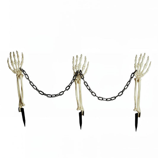JUST FOR PARTY Halloween Skeleton Stakes Decorations, 3 Pieces Realistic Skeleton Arm Stakes with 2 Chains for Groundbreaker Outdoor Party Yard Lawn Garden Graveyard Haunted House Decor