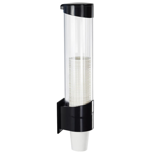 Samhe Cup Dispenser Water Dispenser Cup Holder Pull Type Paper Automatic Remover 7oz - 12oz Cone or Flat Bottom Cups for Home Office Hospital (Black, Large)