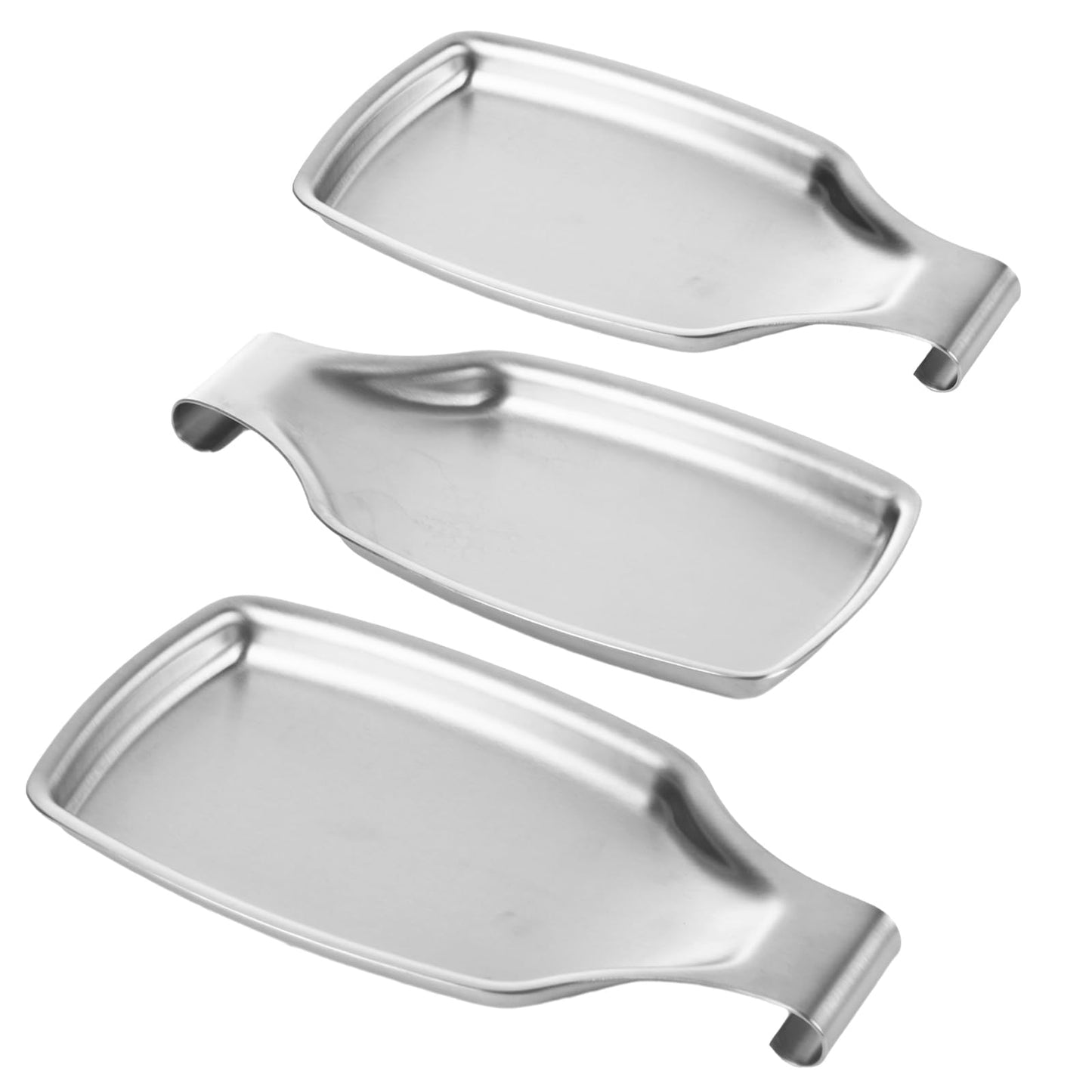 Ghligna 3Pcs Spoon Rest for Stove Top, 304 Stainless Steel Spoon Rest for kitchen counter, Ladles, Tongs, Spatula, 8.1 x 4.3 x 0.6 Inch