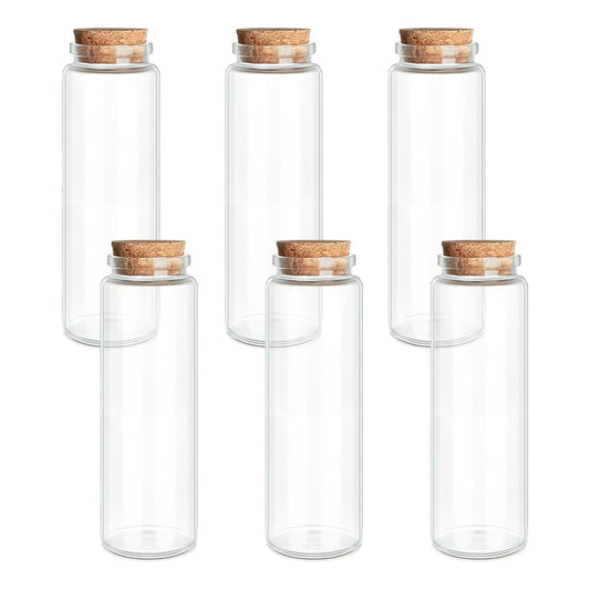 6-Pack 3.04 oz (90 ml) Glass Bottles with Cork Stoppers – for Spell Bottles, Spice Jars, DIY Party Favors, Travel Memories & Plant Propagation – Empty Recyclable Containers for Crafts, Kitchen,Décor